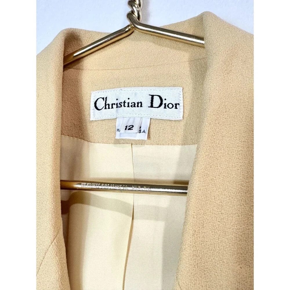 Christian Dior Wool 30 Montaigne Bar Jacket Blazer Neutral Pale Yellow USA Sz 12